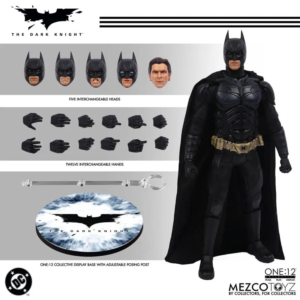Figura de acción Batman 1/12, 17 cm, de MEZCO TOYS, con 5 cabezas intercambiables, 12 manos intercambiables y base de exhibición.