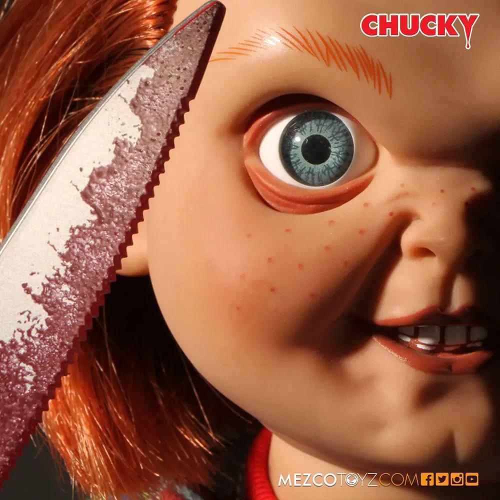 Muñeca Chucky de MEZCO TOYS, diabólica de 38 cm con cuchillo y cabello naranja