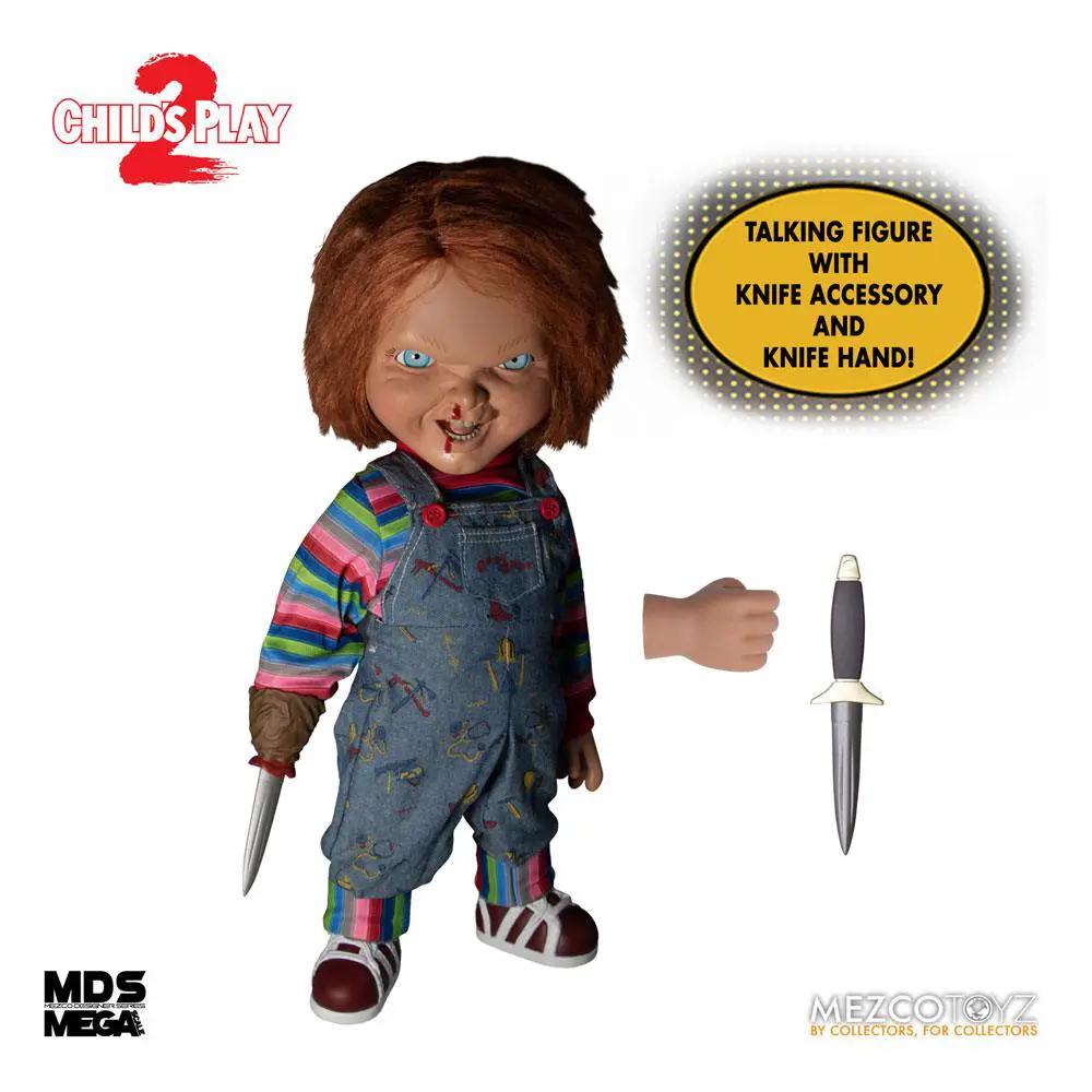Muñeco Chucky 38 cm, figura de acción parlante Designer Series, MEZCO TOYS, con cuchillo accesorio