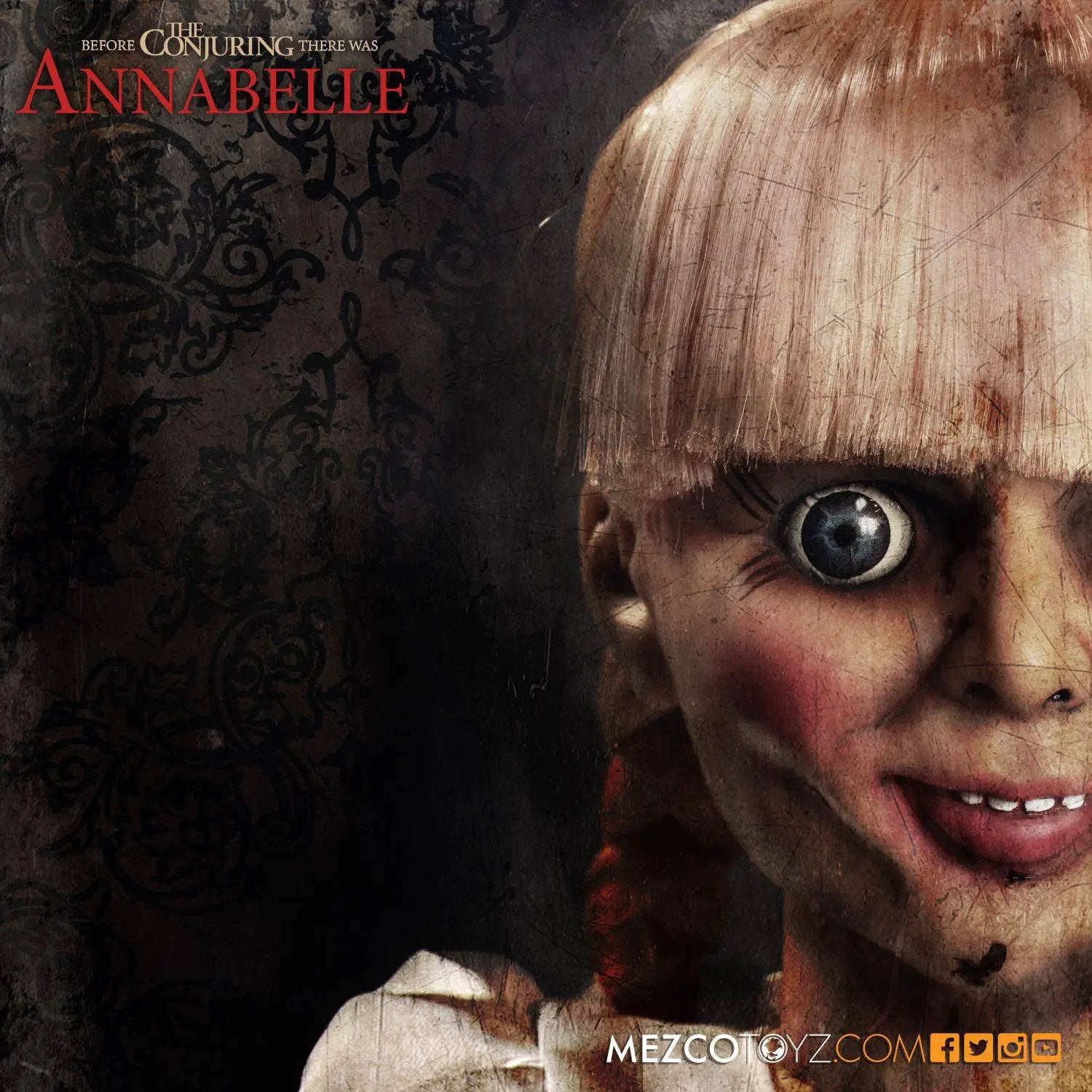 Annabelle 46 cm replica doll by Mezco Toys, blonde-haired