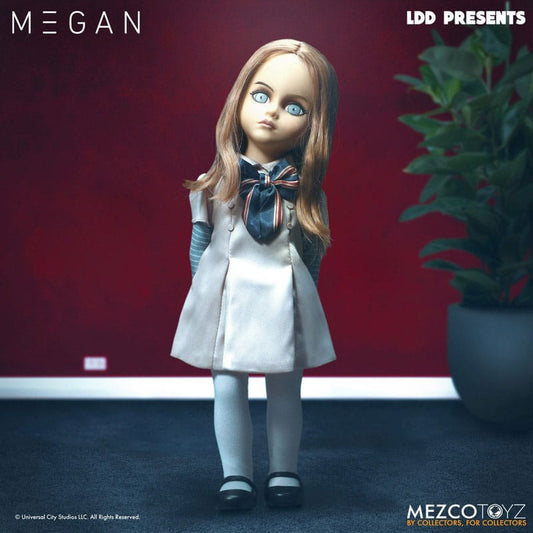 Muñeco M3GAN de Mezco Toys, figura de acción de 25 cm con vestido gris y lazo azul