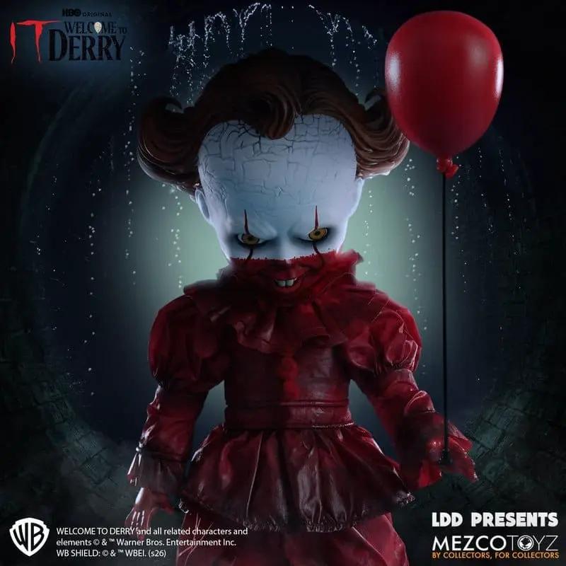 Muñeco de acción Pennywise de IT, 25 cm, MEZCO TOYS, con globo rojo y traje rojo