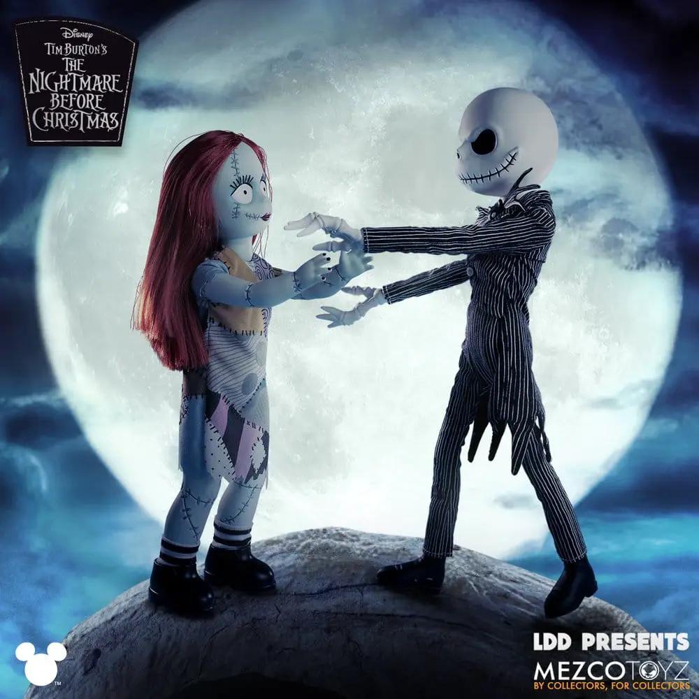 2 muñecos Sally y Jack Skellington, 25 cm cada uno, MEZCO TOYS, The Nightmare Before Christmas