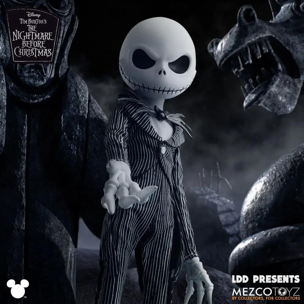 Muñeco Jack Skellington de Mezco Toys, 25 cm, figura de acción de Pesadilla antes de Navidad con traje a rayas