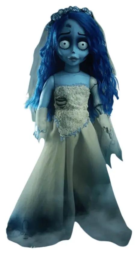 Muñeca Emily La novia cadáver, MEZCO TOYS, 25 cm, piel azul y vestido de novia desgastado