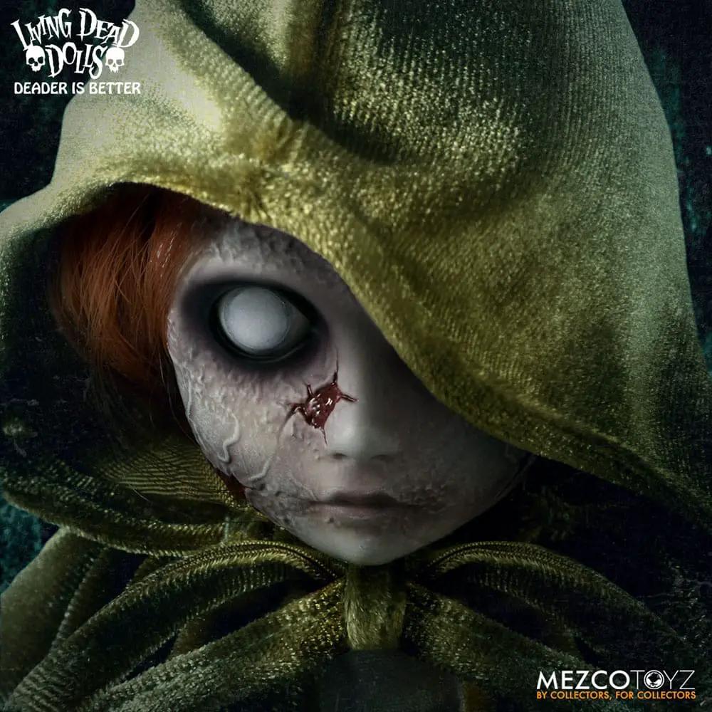 Muñeca Posey de The Return of the Living Dead Dolls, MEZCO TOYS, 25 cm, con capucha verde y rostro pálido con cicatriz