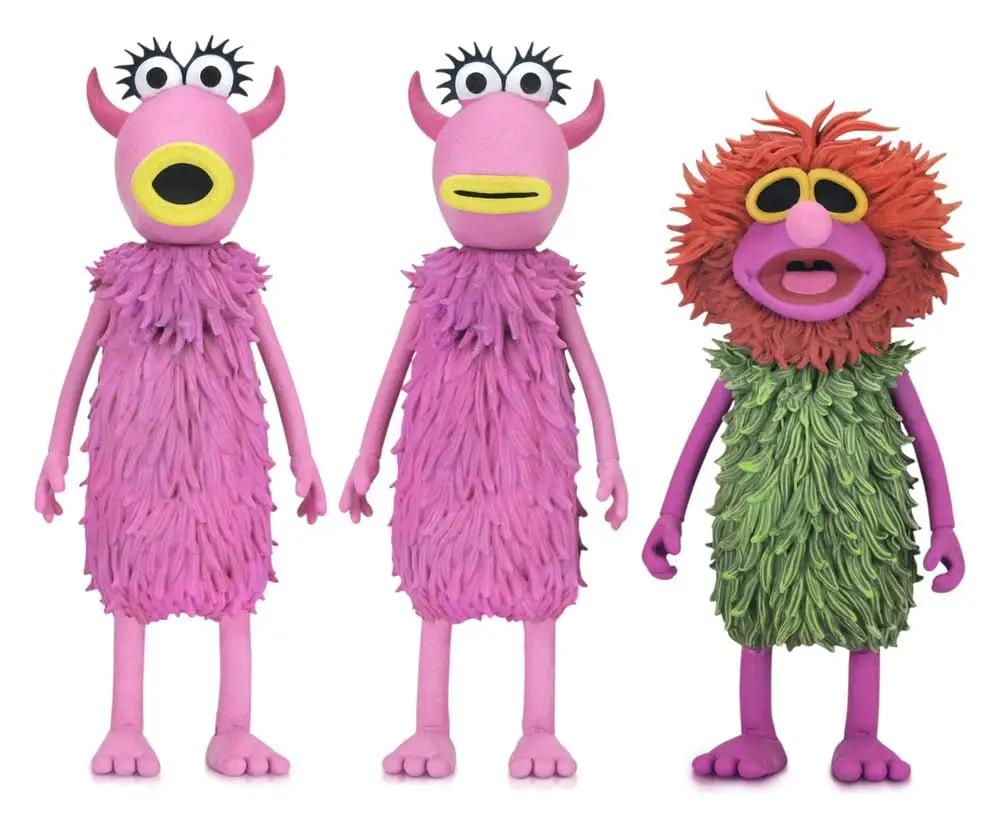 Figuras de acción NECA El Show de los Muppets: pack de 3 Mahna Mahna y The Snowths, 18 cm; dos rosadas y una verde con melena naranja