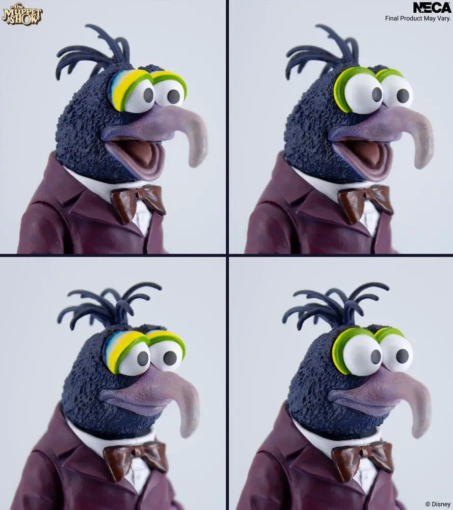 Gonzo with Camilla 18 cm action figure from The Muppets Ultimate Figura by NECA, blue fur and brown suit