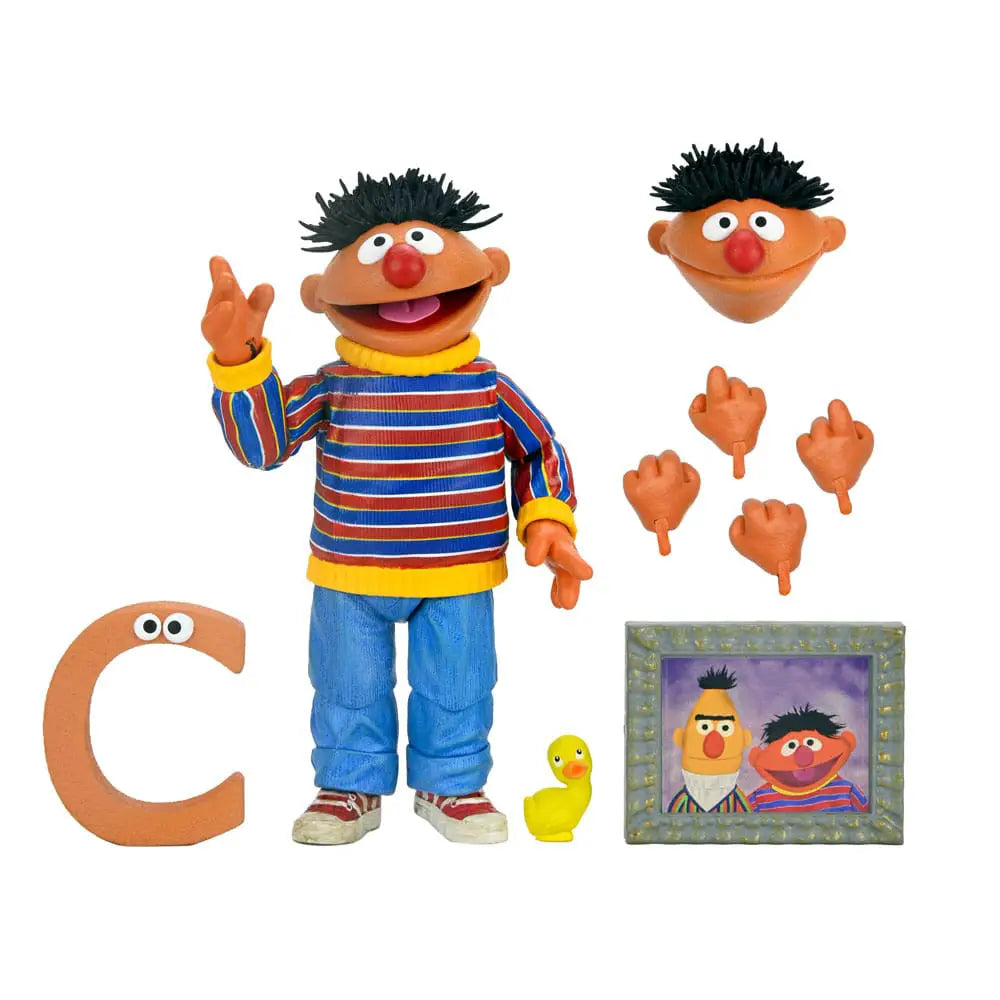 Figura Ultimate Ernie de Sesame Street, 18 cm, con manos intercambiables y cabeza extra