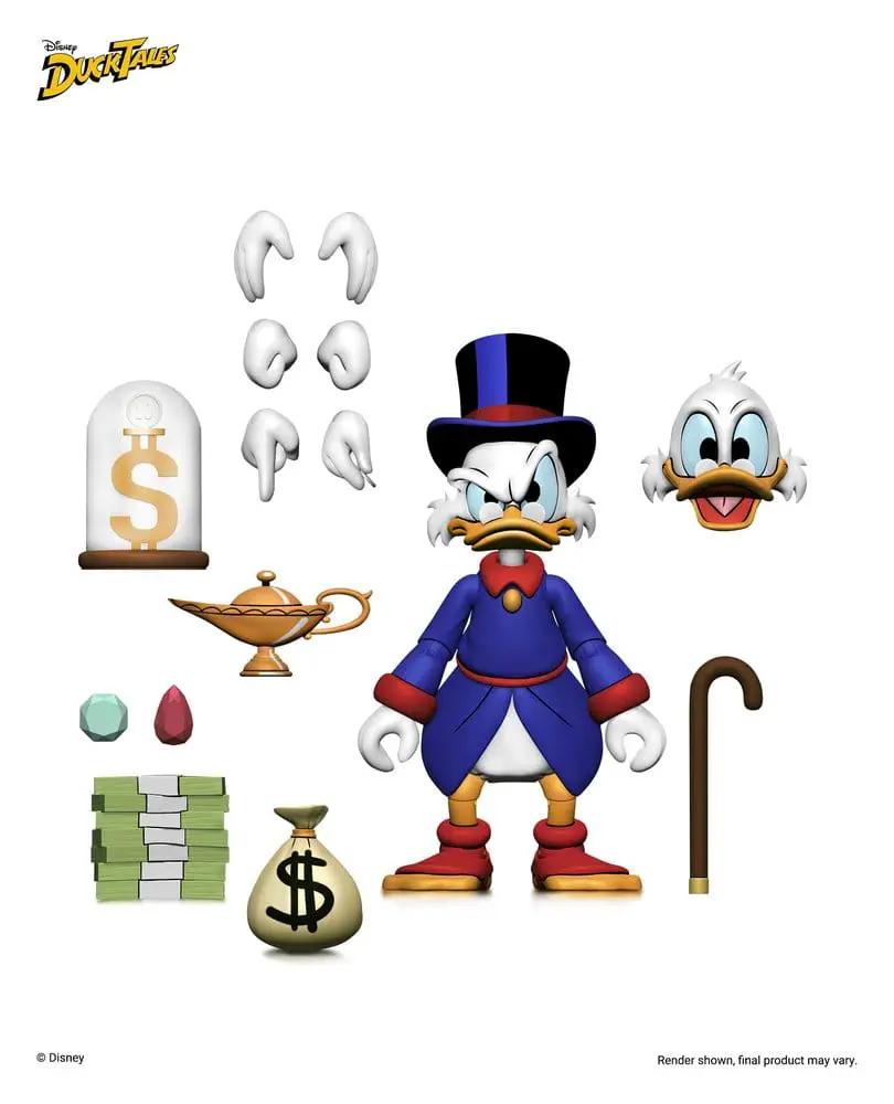 NECA DuckTales Scrooge McDuck 18 cm action figure with blue coat, red cuffs, hat, cane, money bag and accessories