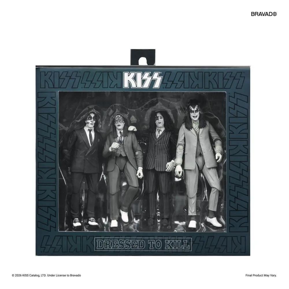KISS four-figure NECA set, Dressed to Kill album cover, 18 cm action figures