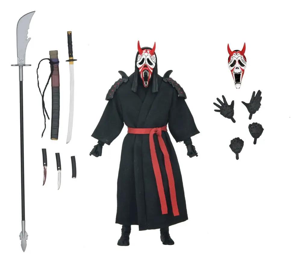 Figura de acción NECA Jason Voorhees Fortnitemares, 18 cm, con traje negro y cinturón rojo, incluye armas y máscaras