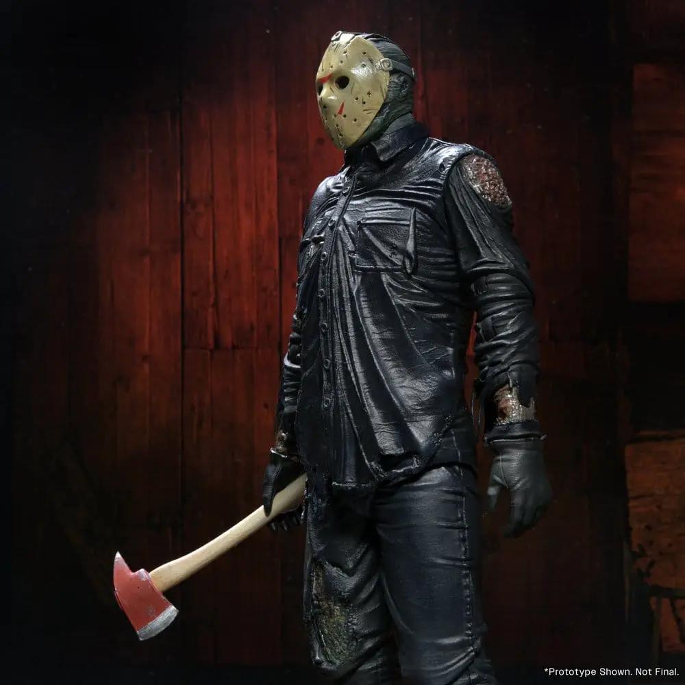 Figura de acción Jason NECA, Viernes 13: El Videojuego (Parte 8), 18 cm, con hacha de madera y traje negro.