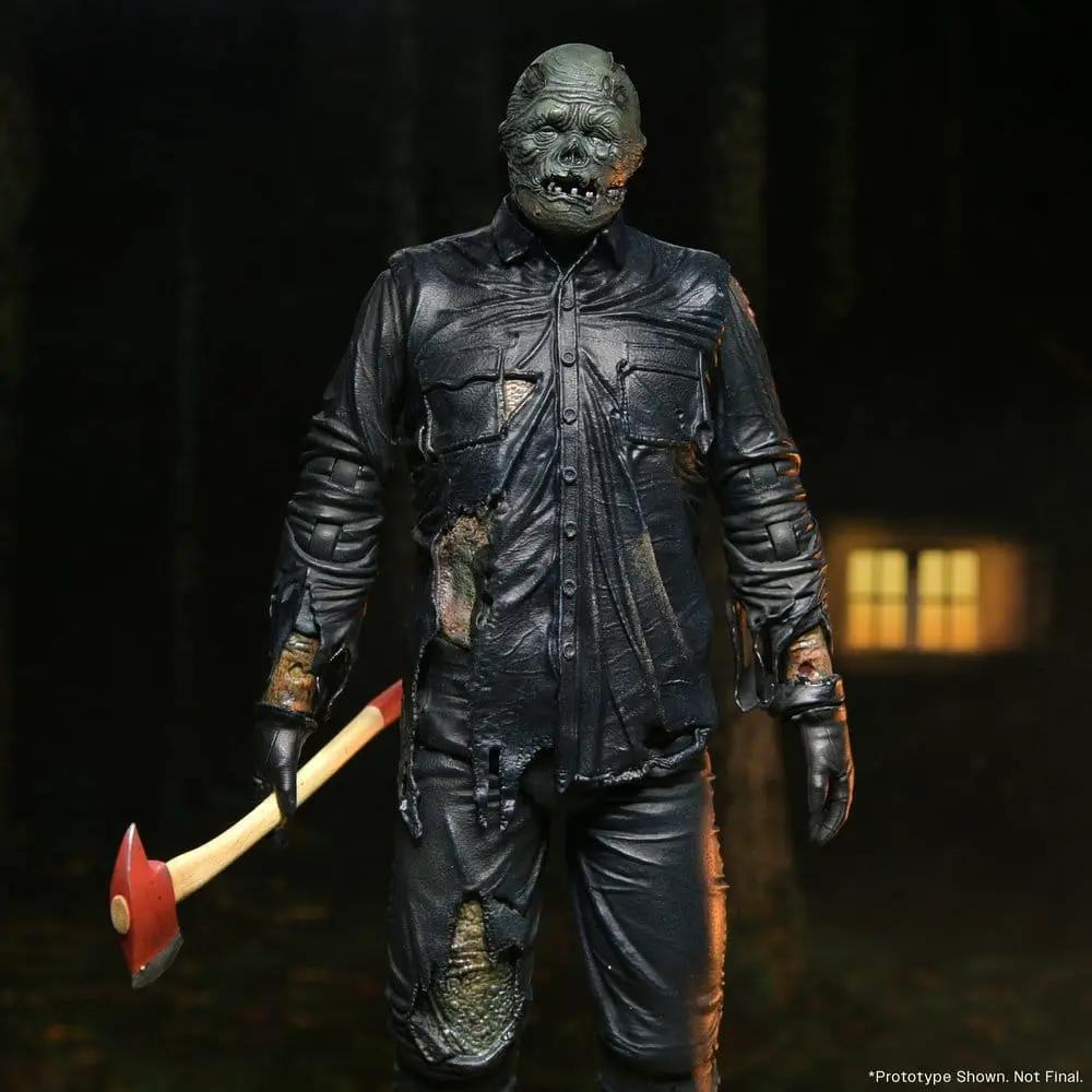 Figura de acción Viernes 13: El Videojuego Jason (Part 8), 18 cm, con hacha y traje negro.