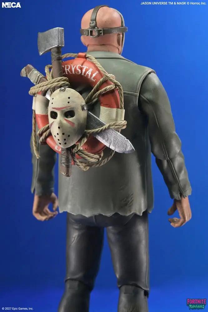 Figura de acción NECA Fortnitemares Jason Voorhees de Fortnite, 18 cm, mochila con máscara de hockey y cuerdas.