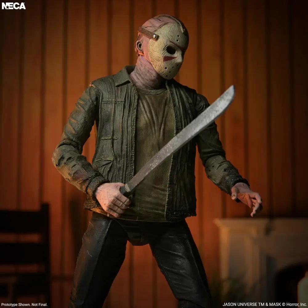 Figura de acción NECA Friday the 13th: Sweet Revenge Jason, 18 cm, con machete y máscara, ropa verde.