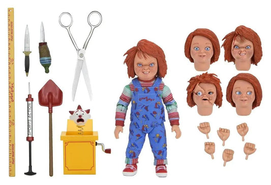 Figura de acción Chucky 18 cm NECA Ultimate con 4 cabezas y 6 manos intercambiables y accesorios