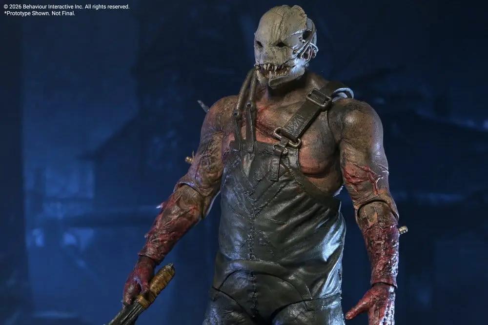 Figura Dead by Daylight Trapper, 18 cm, de acción con overol oscuro y máscara desgastada.