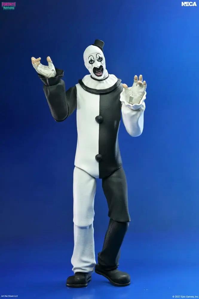 Fortnite Fortnitemares Art the Clown action figure, NECA 18 cm, black and white costume.
