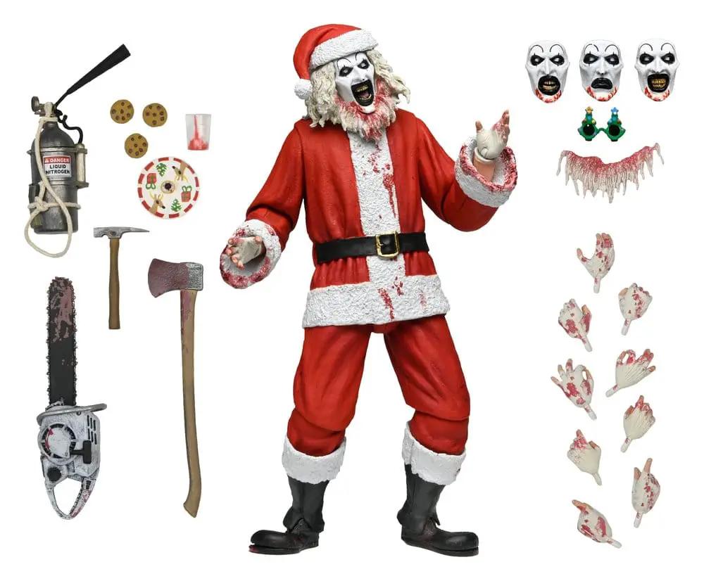 NECA Terrifier 3 Figura Ultimate Santa Suit Art Clown Bloody 18 cm action figure with chainsaw, hammer, axe and masks