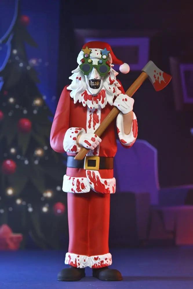 Terrifier 3 Toony Terrors Santa Suit Art the Clown figure, blood-splattered red suit, holding a bloody axe, 15 cm