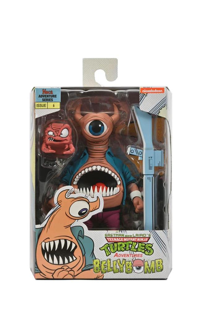 TMNT Archie Comics Bellybomb action figure by NECA, 18 cm, blue jacket, large one-eyed head.