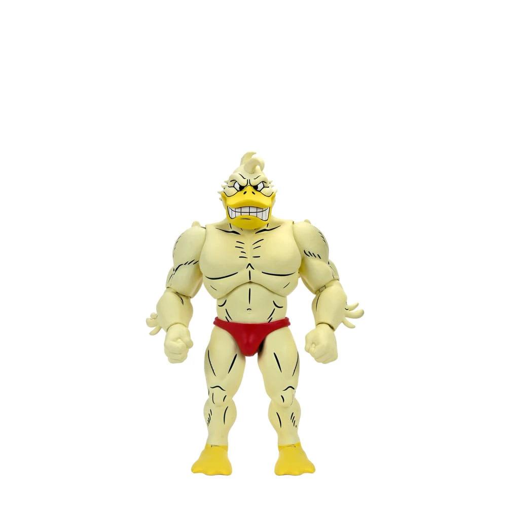 Ace Duck Stump Wrestling TMNT Archie Comics action figure, 18 cm, pale yellow humanoid duck with red trunks.