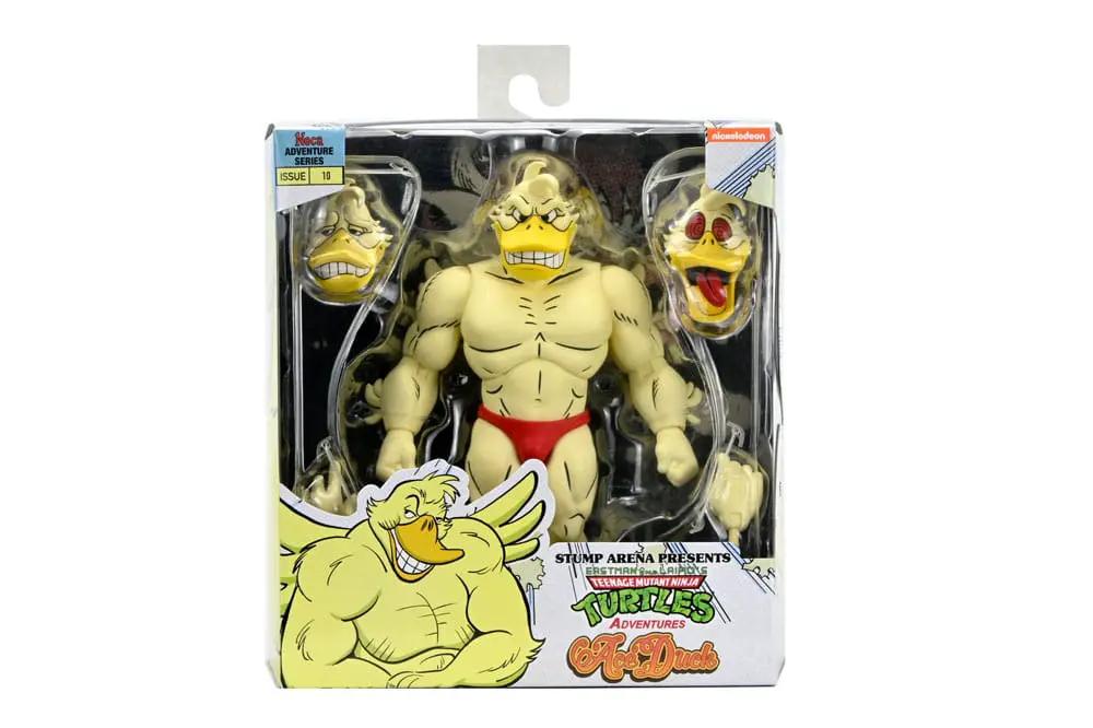 NECA Ace Duck action figure from TMNT Archie Comics, 18 cm, yellow-skinned with red trunks, includes extra heads