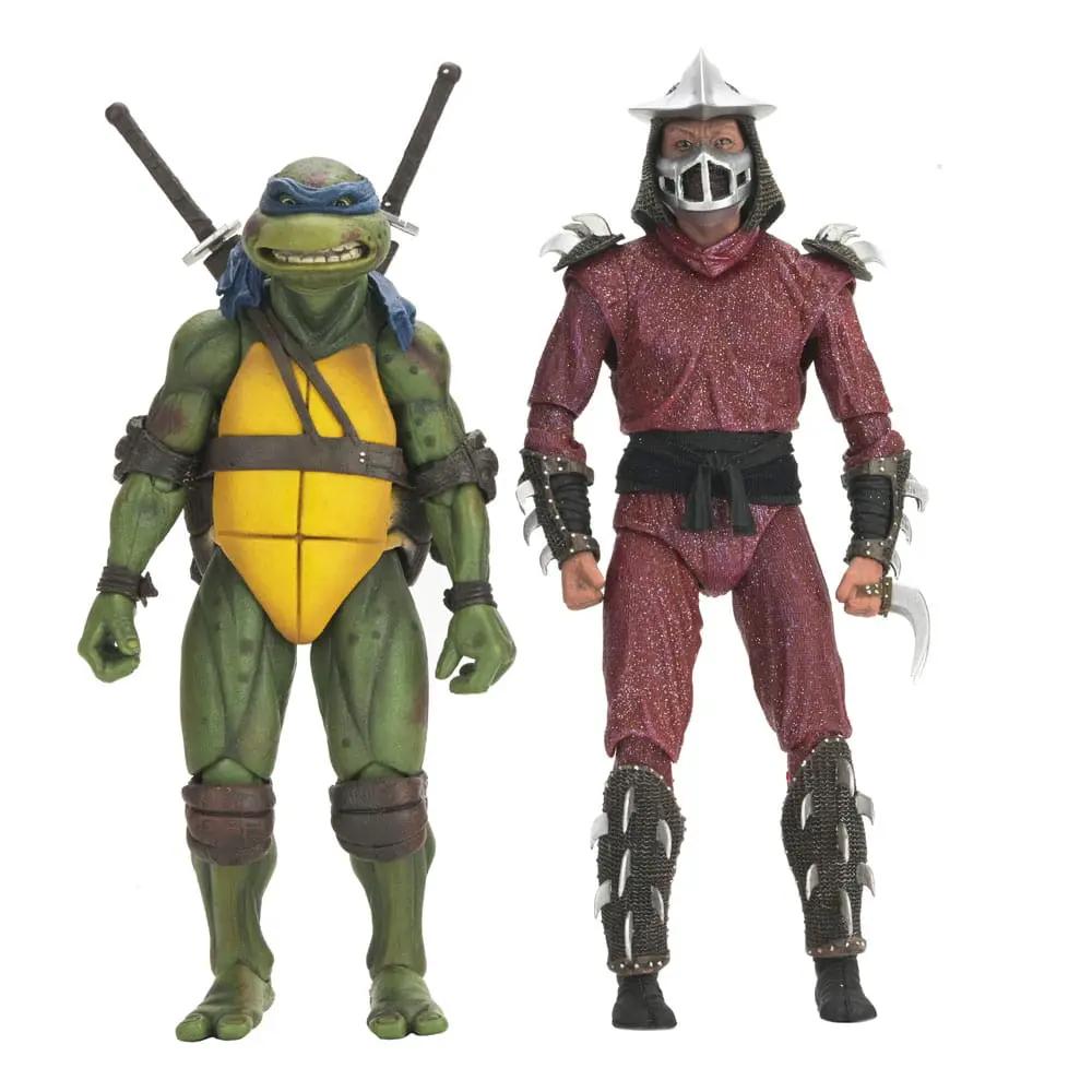 Figura de acción NECA Tortugas Ninja 1990: Shredder y Leonardo, 18 cm, dos figuras en azotea