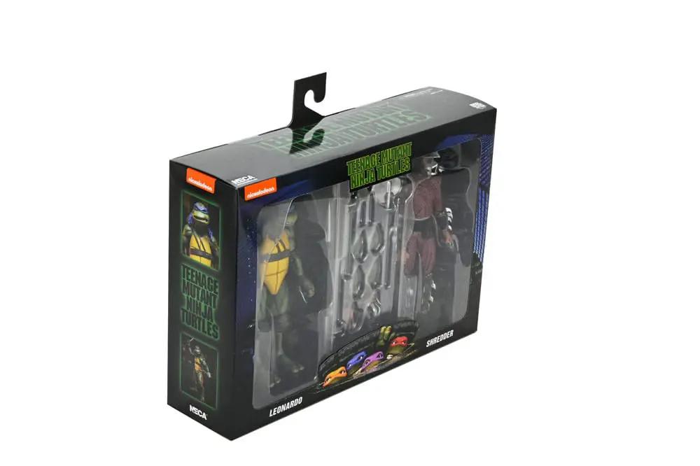 NECA TMNT 1990 Movie Roof Top Battle Shredder vs Leonardo action figures, 18 cm, boxed set