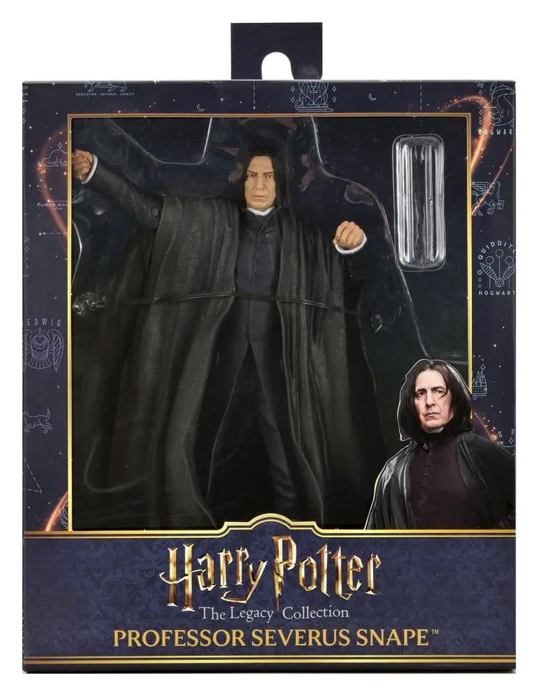 NECA Harry Potter Legacy Collection Professor Severus Snape action figure, 18 cm, in a dark cloak with boxed packaging.