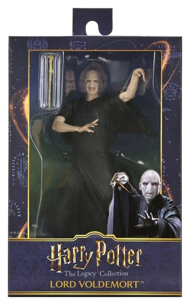 Harry Potter Legacy Collection Lord Voldemort action figure, 18 cm by NECA, with wand accessory in box.