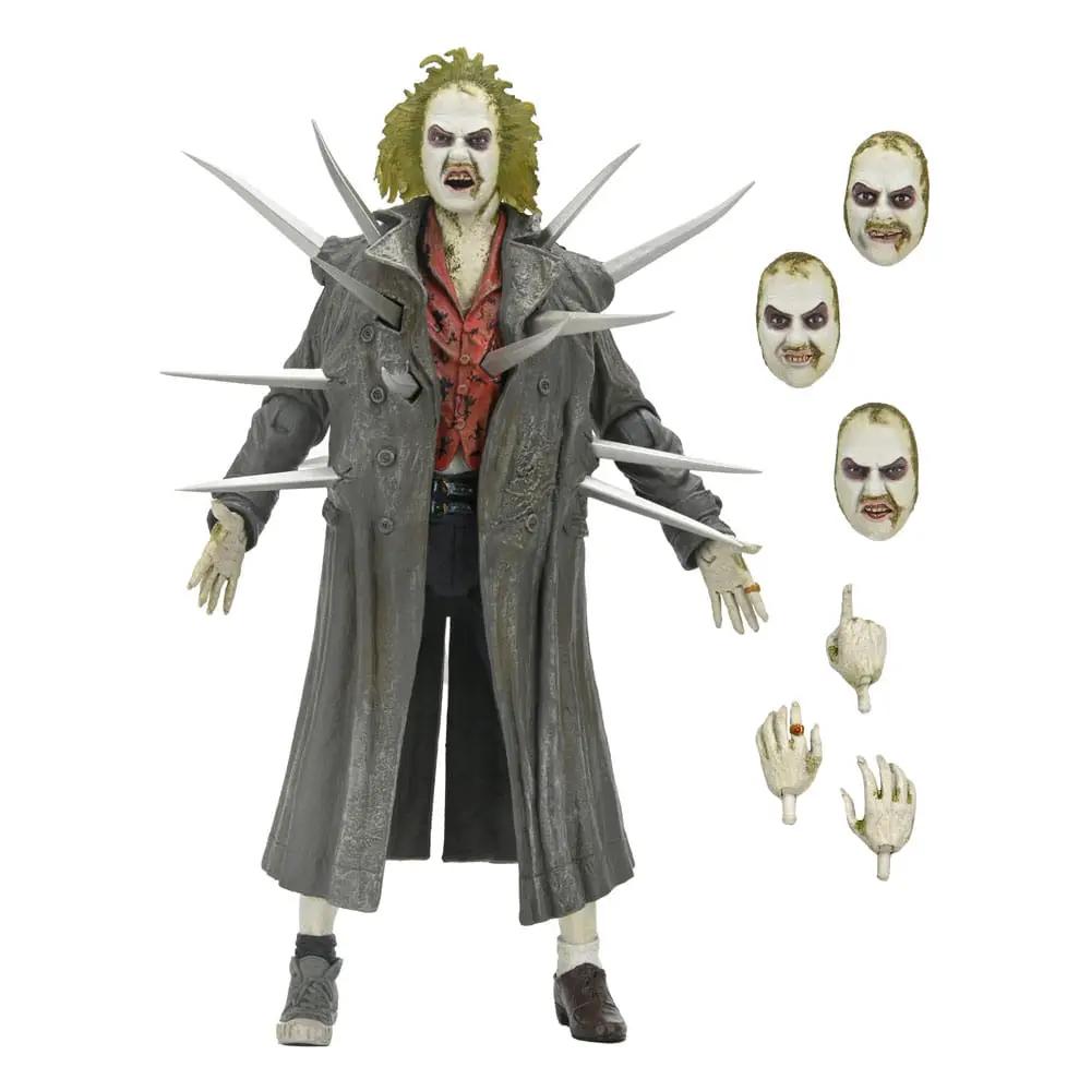 Beetlejuice NECA diorama trenchcoat figure with spikes; includes 4 extra heads and hands
