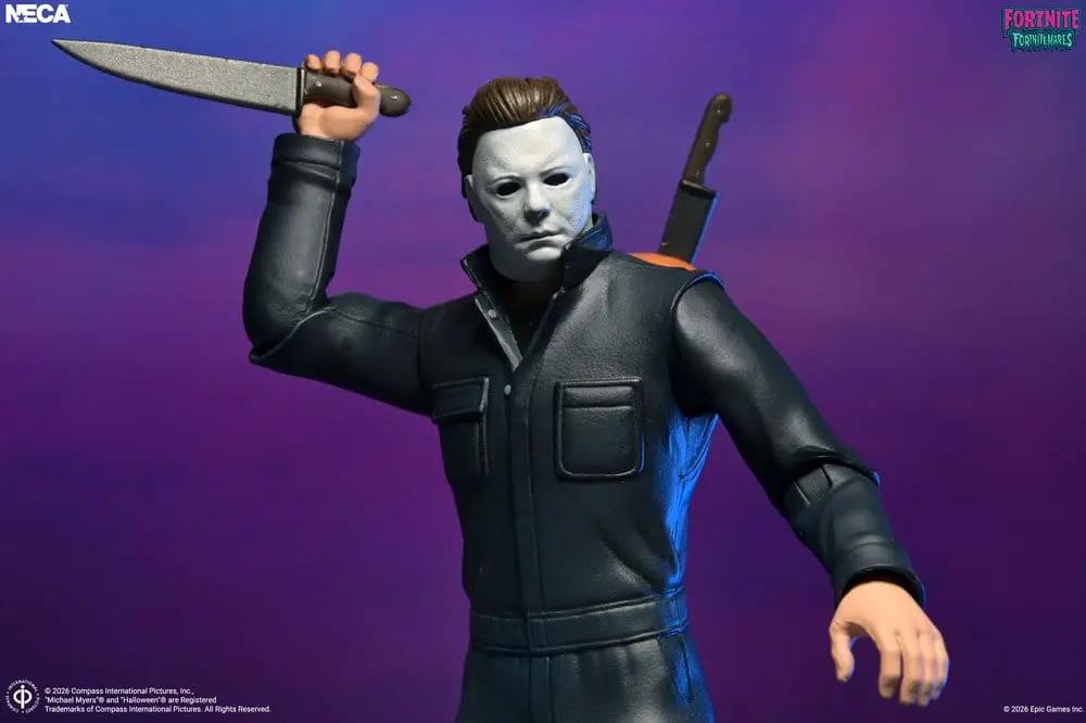 Figura de acción NECA Michael Myers Fortnitemares, 18 cm, con cuchillo en mano y máscara blanca