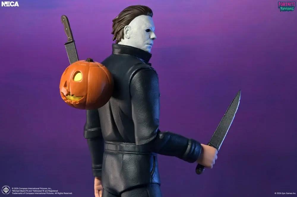 Figura de acción NECA Michael Myers (Fortnitemares) 18 cm, con cuchillo y calabaza en la espalda.
