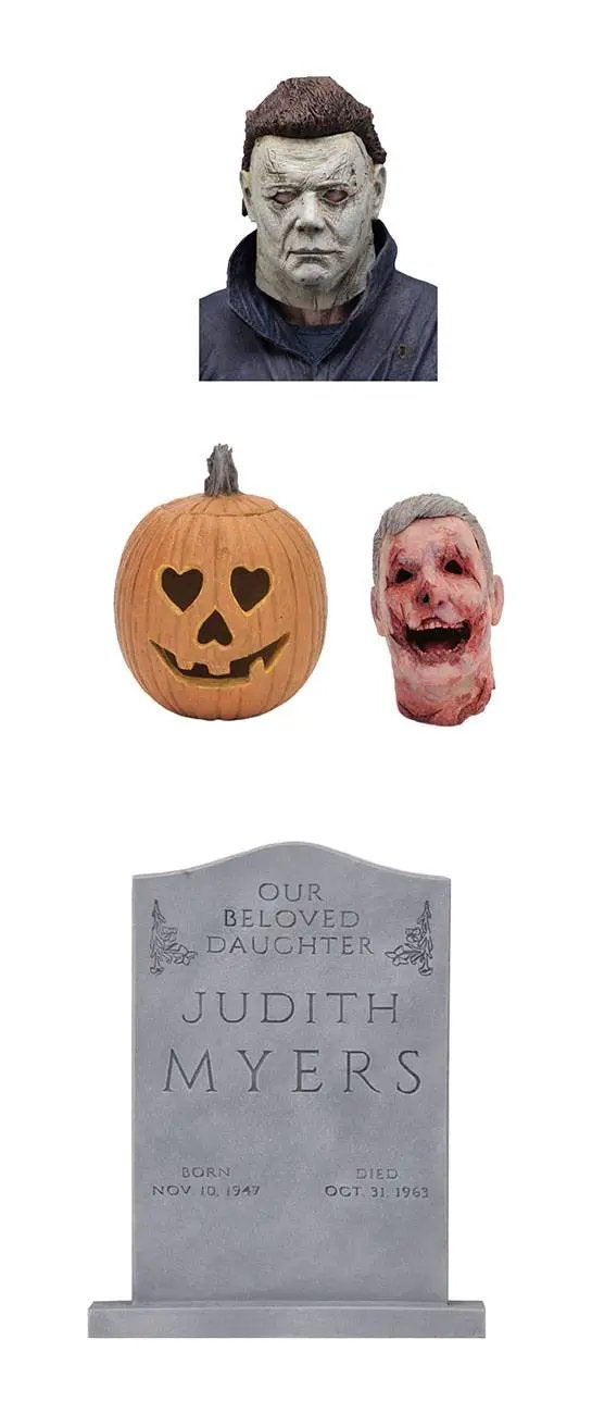 NECA Halloween 2018 Ultimate Michael Myers 18 cm action figure with pumpkin, undead head, Judith Myers tombstone, 4-piece set