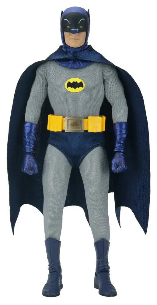 Figura de acción Batman (1966) de NECA, 20 cm, traje gris con capa azul y cinturón amarillo.