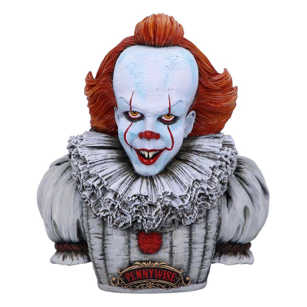 Pennywise bust figurine by Nemesis Now, 30 cm, IT clown with pale blue skin and red hair.
