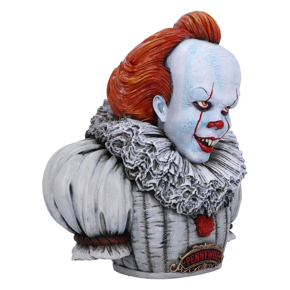 Pennywise bust figurine by Nemesis Now, 30 cm, pale blue skin with red hair and ruffled gray collar