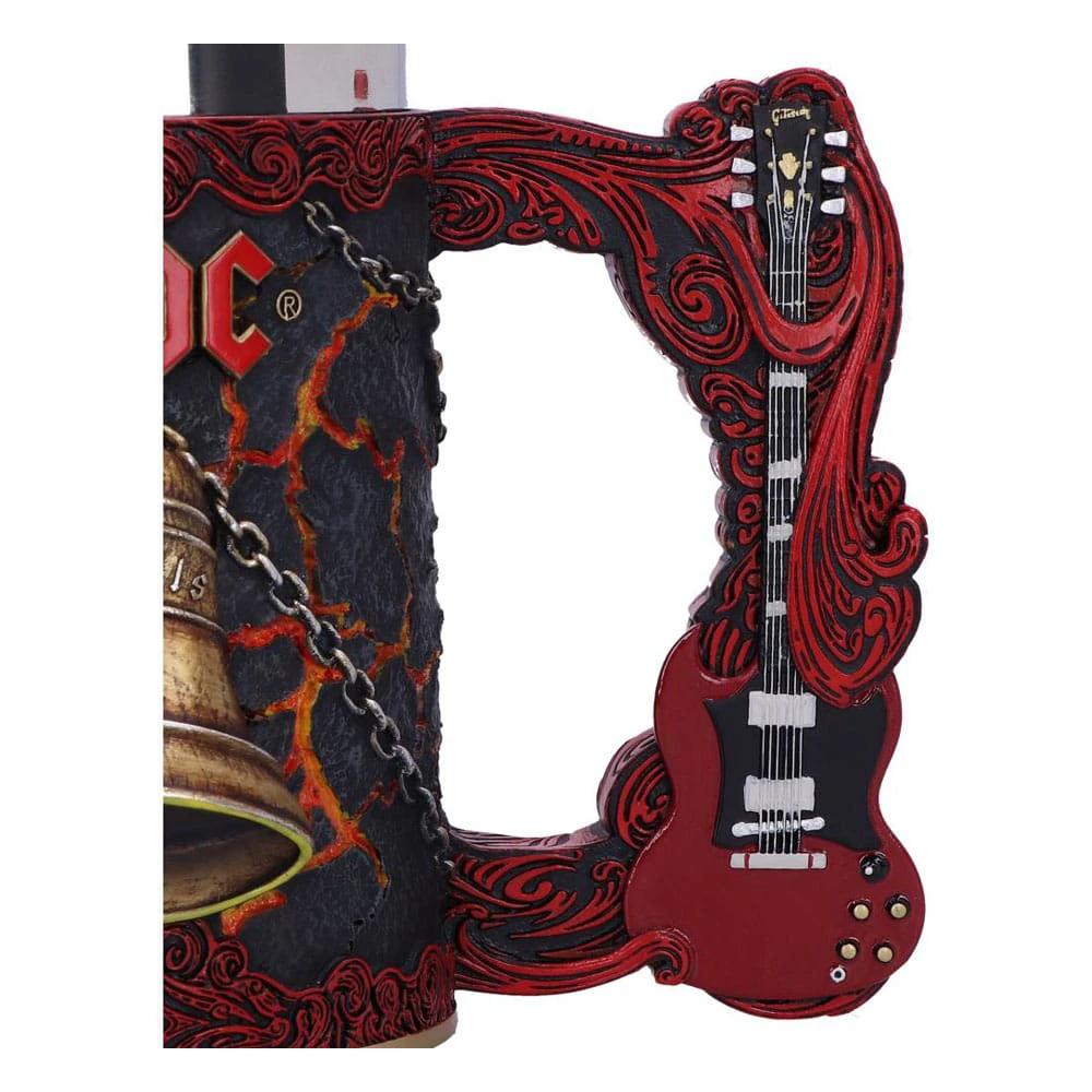 AC/DC Jarro Bells 15 cm by Nemesis Now; red ornate guitar frame around lava-cracked jar