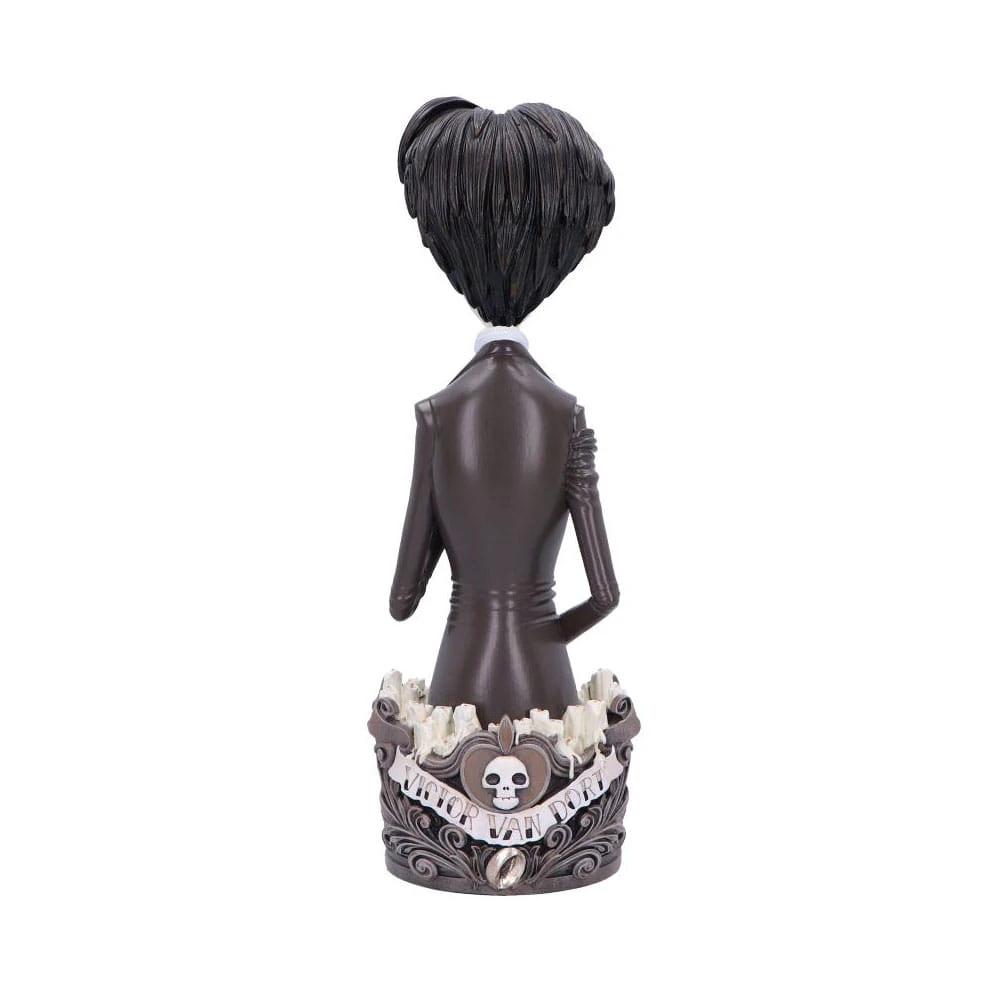 Corpse Bride Victor bust figurine in dark brown suit; ornate skull motif base by Nemesis Now