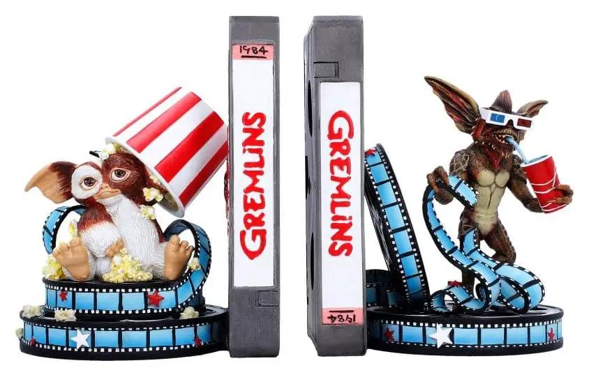Gremlins bookends pair by Nemesis Now, 18 cm, featuring blue film-strip bases and gremlin figures.