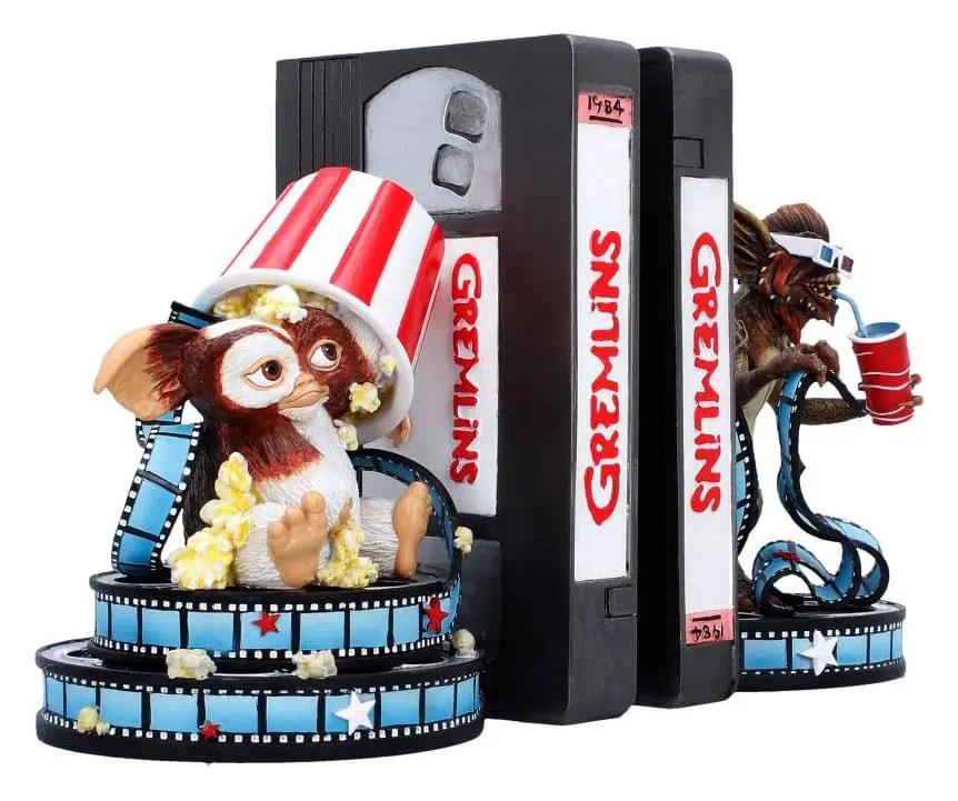Gremlins bookends by Nemesis Now, 18 cm tall, two gremlins with film reels and popcorn.