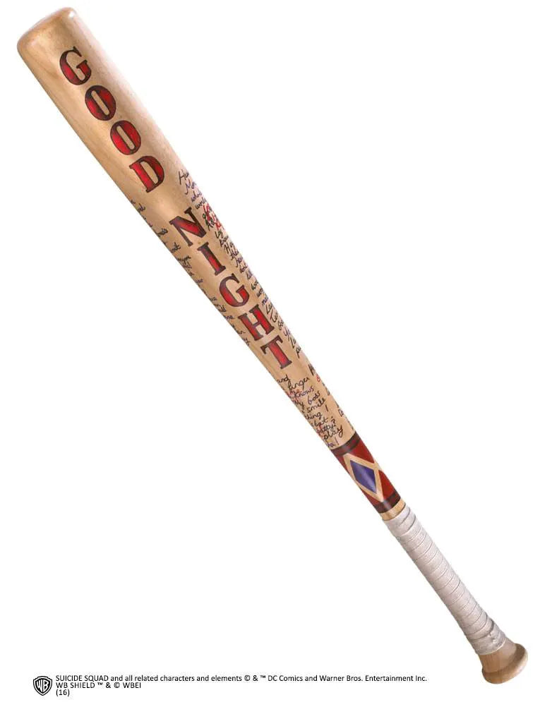Bate de béisbol réplica Harley Quinn Good Night, 80 cm, madera natural, Noble Collection.
