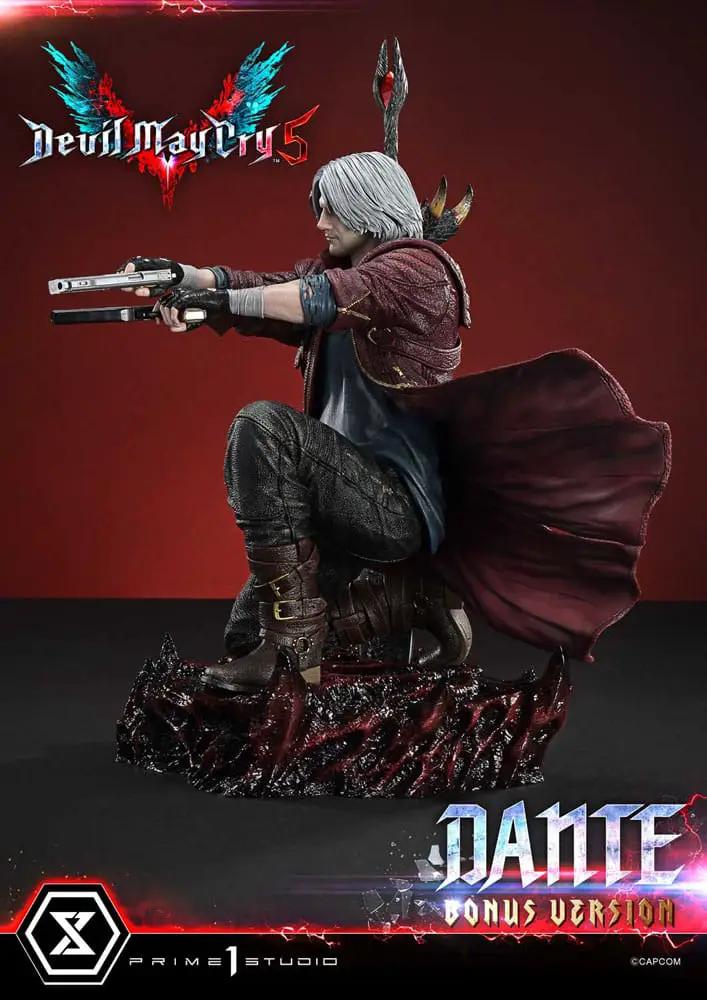 Dante 1/6 scale statue 32 cm tall from Devil May Cry V by Prime 1 Studio, red cloak, silver hair, rocky base