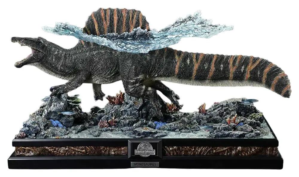 Estatua Spinosaurus 1/15 de Jurassic World: El Renacer, PRIME 1 STUDIO, 39 cm, oscura con rayas naranja