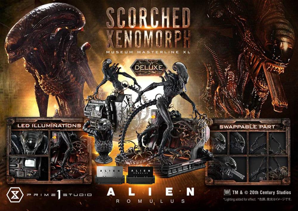 Alien Romulus statue by Prime 1 Studio, 1/3 scale XL, Scorched Xenomorph Deluxe Bonus Version, 98 cm
