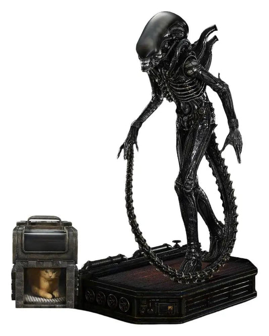 Prime 1 Studio Alien Xenomorph Museum Masterline XL statue, 1/3 scale, black finish with tail around base; cat in crate
