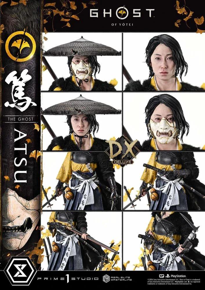 Ghost of Yotei Atsu 1/4 Real Elite Masterline statue by Prime 1 Studio, yellow and black samurai armor