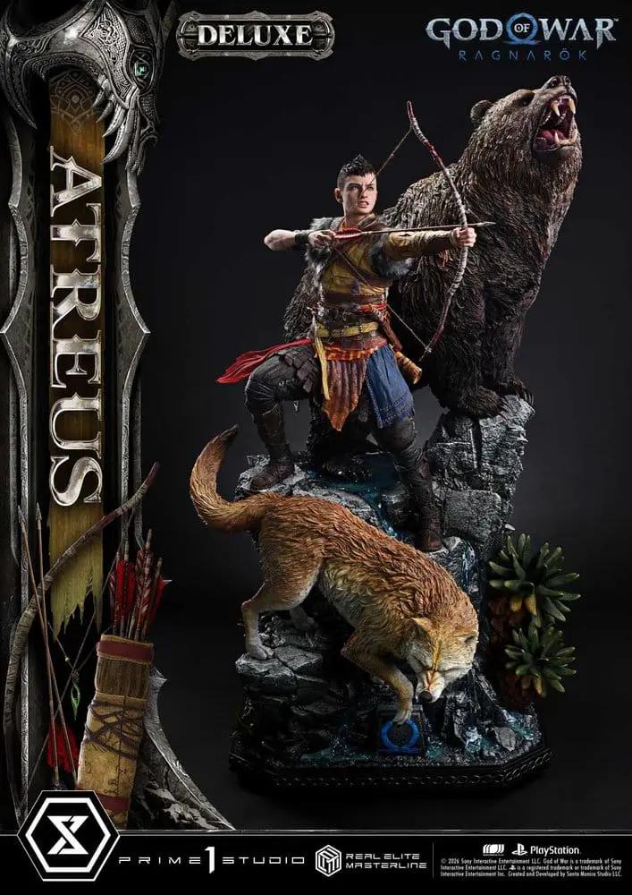 Figura de acción God of War Ragnarok Atreus Deluxe Masterline 1/3, 96 cm, PRIME 1 STUDIO, con oso y lobo